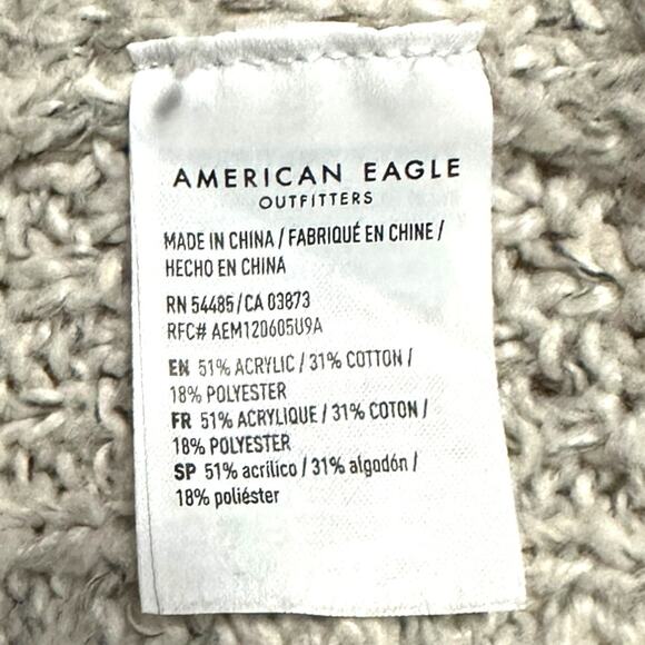 American Eagle Women’s S Button Front Cropped Cardigan Sweater Gray Cable Knit - Picture 5 of 8